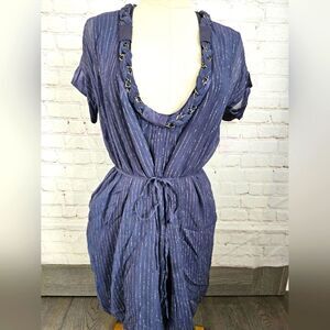 Vintage Yaya Aflalo Lurex Pinstripe Dress with Chain accents | Small | EUC